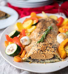 Seitan-Braten à la Wellington mit Gemüse