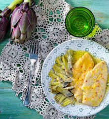 Petto di pollo al lime e carciofi