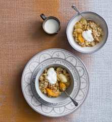 Pear and peach crumble