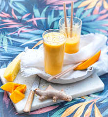Smoothie mangue, ananas, gingembre