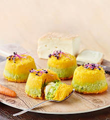 Sformatini di piselli e carote con cuore filante