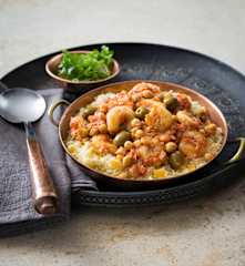 Moroccan prawns with preserved lemon couscous