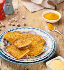 Fettine di pollo alla curcuma e ceci