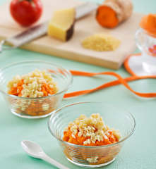 Puré de tomate y batata con pasta