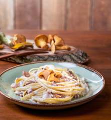 Bavette pancetta e finferli