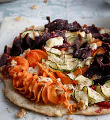 Tarta flameada de Verduras en Espiral con Halloumi
