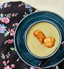 Vellutata di fagiolini con pollo croccante