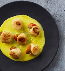 sous-vide慢煮带子配藏红花奶油汁