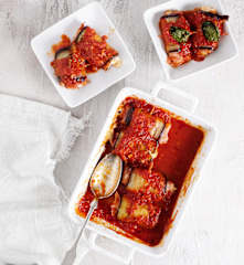 Rollitos de berenjena con jamón