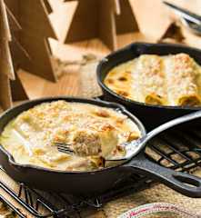 Canelones con ceps al foie