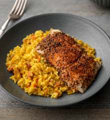 Steamed Hake with 7 Colour Rice