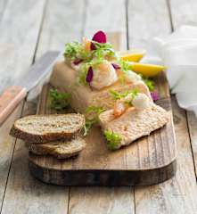 Prawn and trout terrine with horseradish cream
