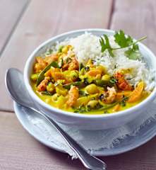 Kichererbsen-Curry mit Krebsfleisch