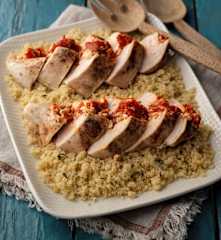 Peppadew® and Feta Stuffed Chicken with Lemon Couscous
