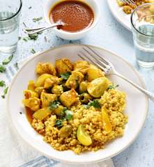 Poulet au citron, olives et boulgour