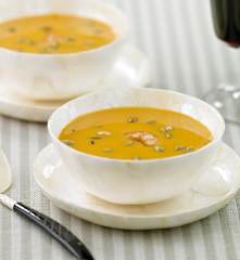 Creme de abóbora e camarão