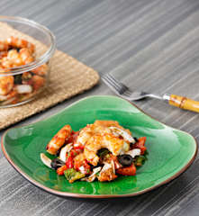 Gambones con ensalada de verano