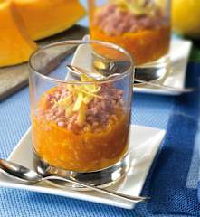 Bicchierini di zucca e salsiccia al limone