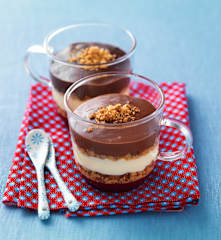 Verrines aux deux chocolats, speculoos et framboises