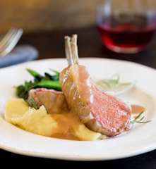 Lamb rack with port sauce and parsnip purée