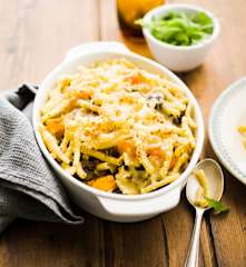 Gratin de macaroni au bœuf et à la courge