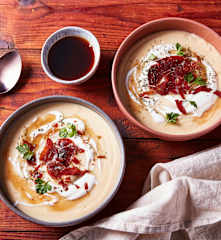 Cream of Parsnips with Maple Syrup and Prosciutto