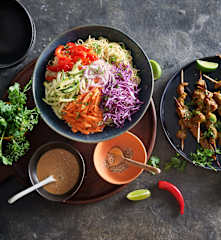 Beef Satay with Rainbow Noodles