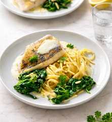 Filet de sandre aux épinards, linguine à la sauce beurre blanc
