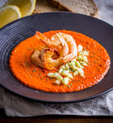 Prawns with Tomato, Saffron and Anchovy Sauce