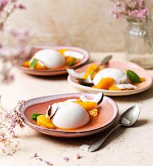 Panna Cotta mit Kokosnuss und caramelisierten Orangen
