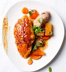 Pollo glaseado a la naranja