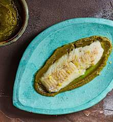 sous-vide慢煮鳕鱼配绿花椰菜酱