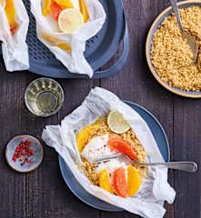 Papillote de cabillaud aux agrumes et quinoa