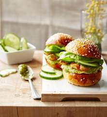 Miniburger mexicain, salsa pimentée à l'avocat