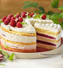 Luftige Topfentorte mit Himbeerfüllung