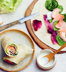 Wraps à la truite et aux jeunes pousses d’épinards