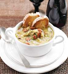 Sopa de bacalhau e alho-francês