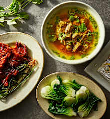 咖喱牛肉汤/红烧大排/清蒸带鱼及青菜