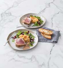 Seared tuna on chilli bean mash