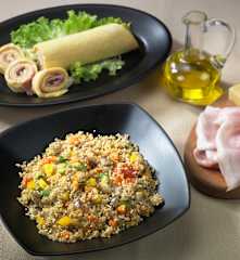 Quinoa con verdure e frittata al vapore (senza glutine)