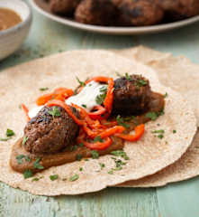 Cevapcici with Ajvar (Balkan sausage with Aubergine and Pepper Dip)