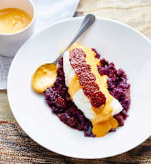 Grenadier (poisson de roche), tombée de chou rouge aux chorizo et raisins