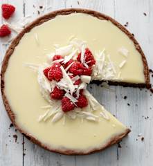 Almond Cake with White Chocolate Topping