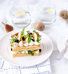 Goats cheese and caramelised onion mille feuille
