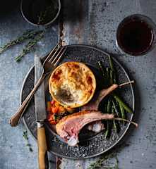 Lamb Chops with Ratatouille, Beans and Potato Gratin