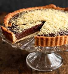 Bitter Chocolate and Orange Liqueur Tart with Honeycomb Dust