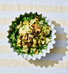 Herby potato salad with crisp topping