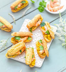 Petits éclairs sans gluten aux crevettes
