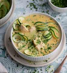 Pollo al limone e Parmigiano Reggiano con tagliatelle di zucchine