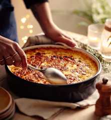 Gratin dauphinois, patate douce et cheddar à la truffe